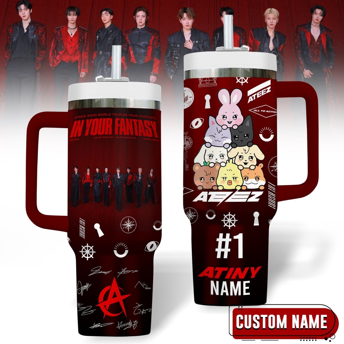 ATEEZ 40oz Tumbler With Handle TNSM - dcprintify