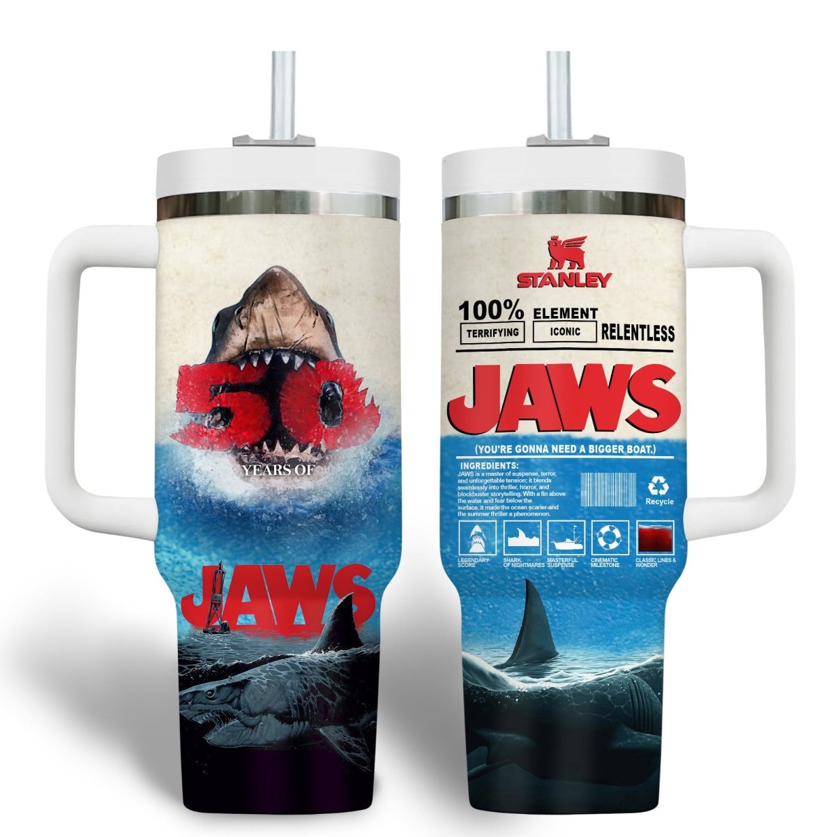 JAWS 40oz Tumbler With Handle TTN - dcprintify