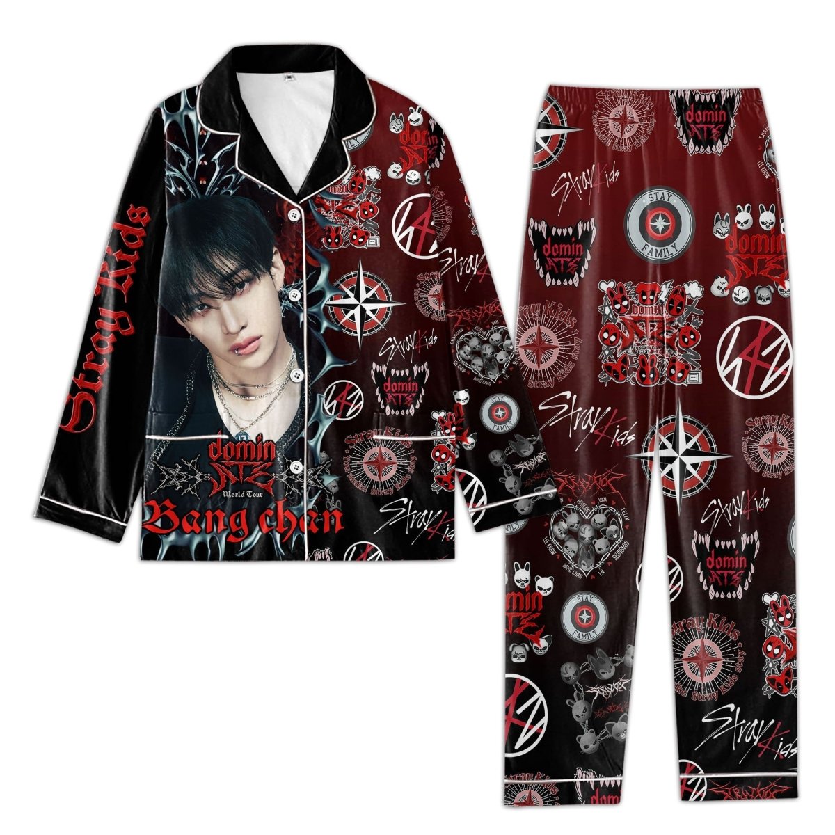 STRAY KIDS Button Down Pajamas TTN - dcprintify