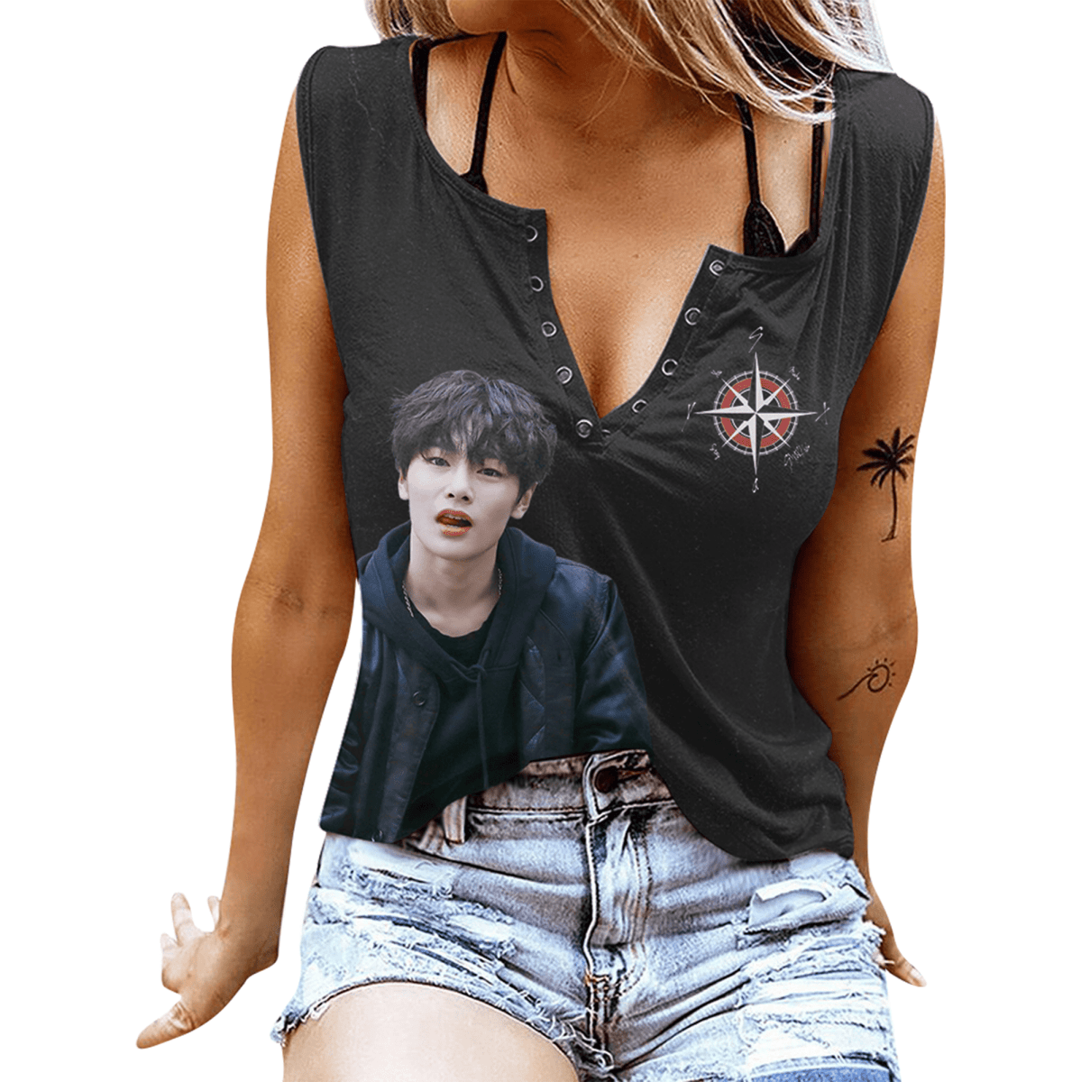 STRAY KIDS Women's V - neck Tank Top PTH - dcprintify