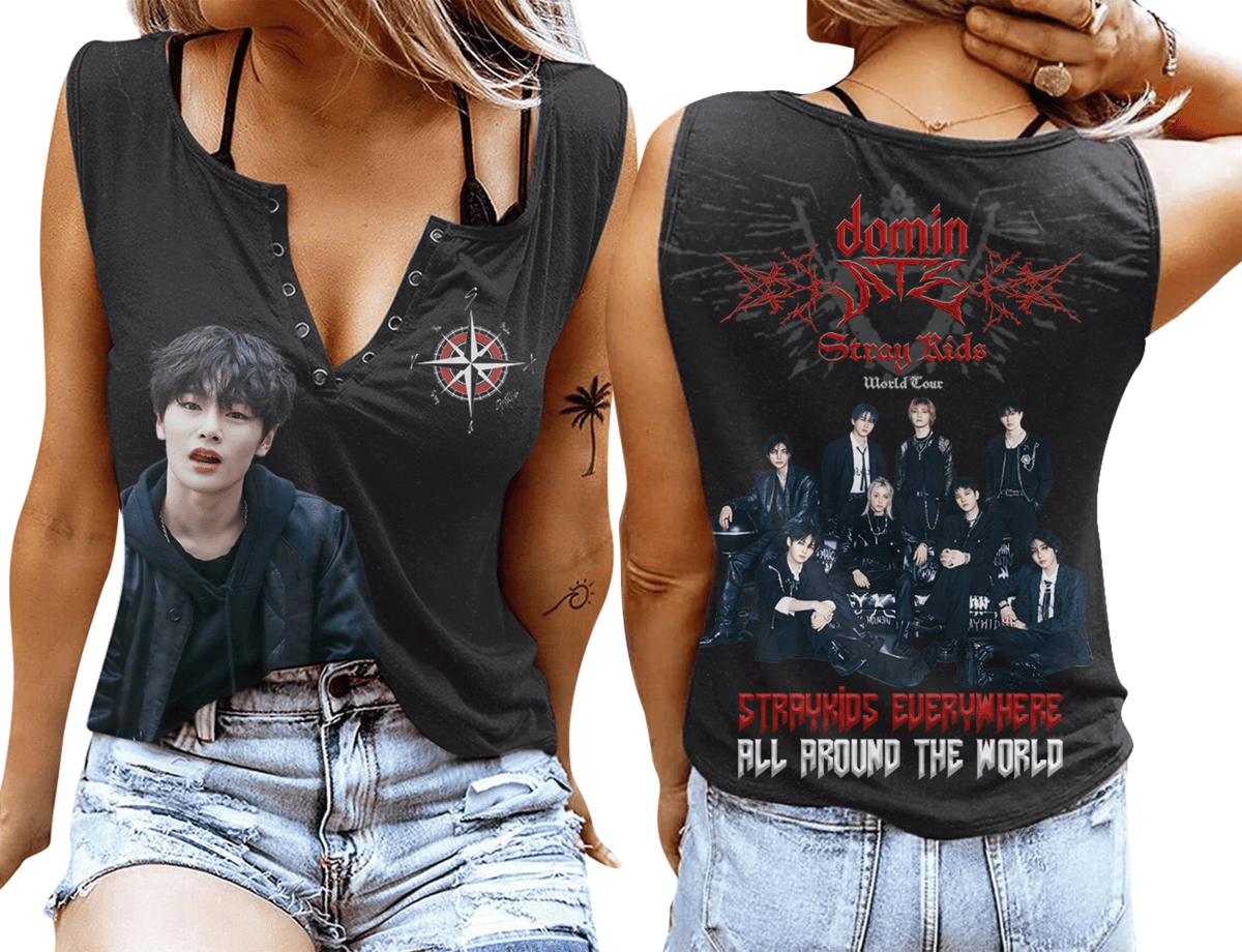STRAY KIDS Women's V - neck Tank Top PTH - dcprintify