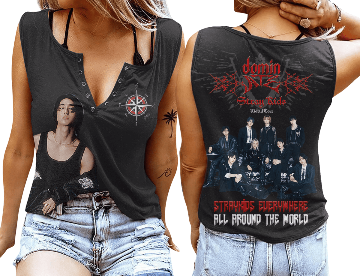 STRAY KIDS Women's V - neck Tank Top PTH - dcprintify