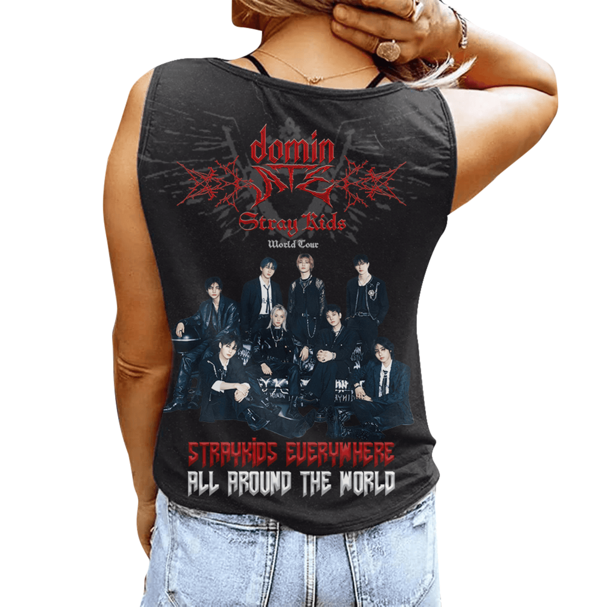 STRAY KIDS Women's V - neck Tank Top PTH - dcprintify