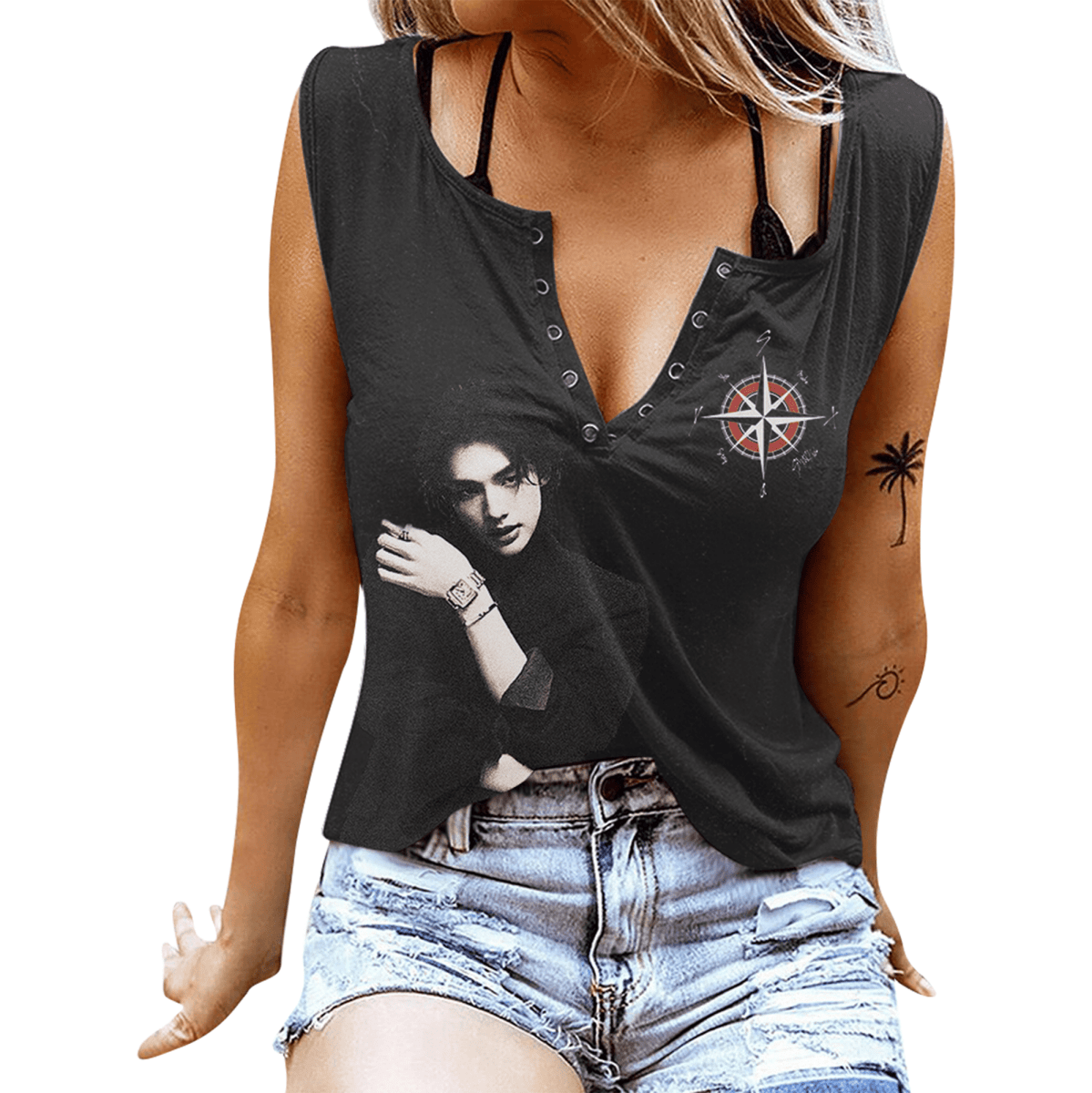 STRAY KIDS Women's V - neck Tank Top PTH - dcprintify