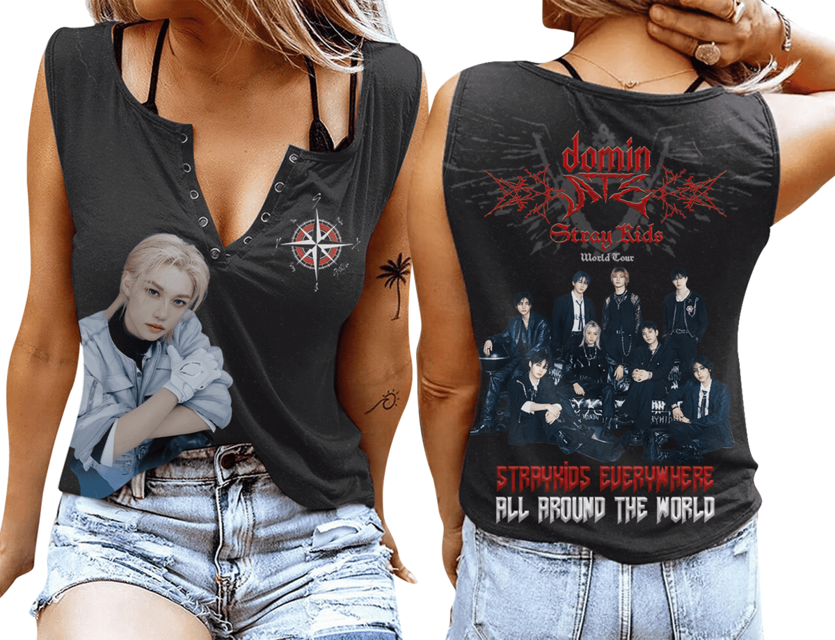 STRAY KIDS Women's V - neck Tank Top PTH - dcprintify