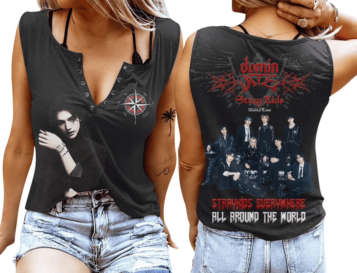 STRAY KIDS Women's V - neck Tank Top PTH - dcprintify