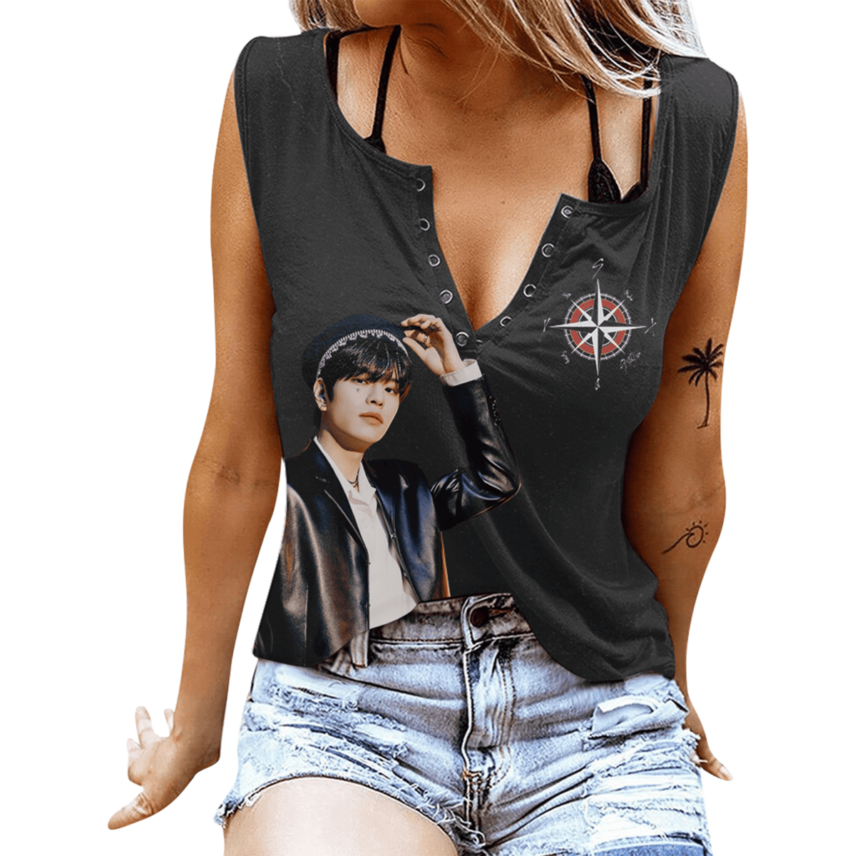 STRAY KIDS Women's V - neck Tank Top PTH - dcprintify