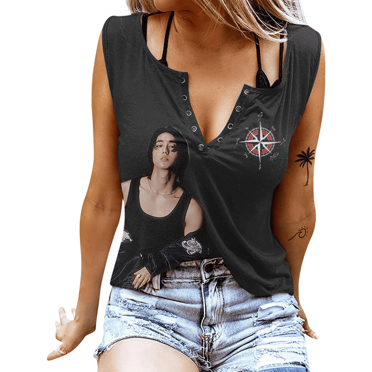 STRAY KIDS Women's V - neck Tank Top PTH - dcprintify