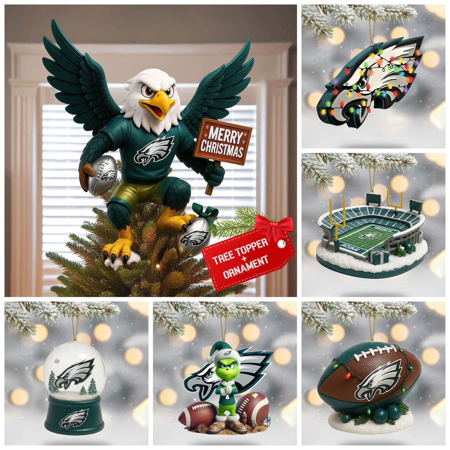 COMBO PLDE CHRISTMAS TREE TOPPER WITH ORNAMENT DAT