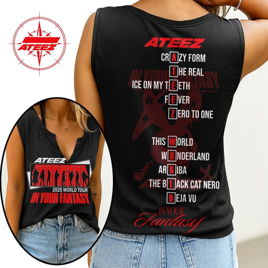 ATEEZ Women's V - neck Tank Top TNSM - dcprintify