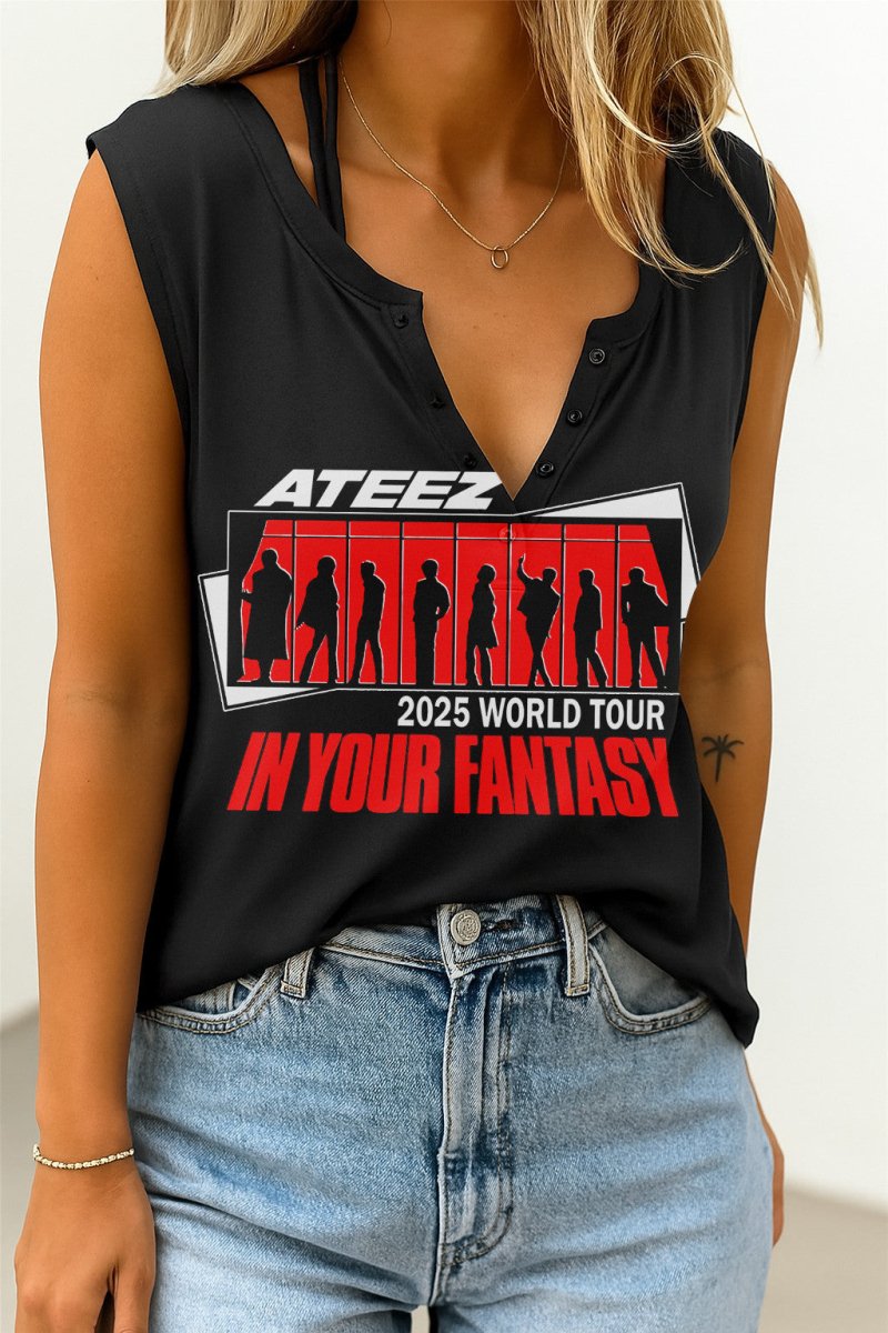 ATEEZ Women's V - neck Tank Top TNSM - dcprintify