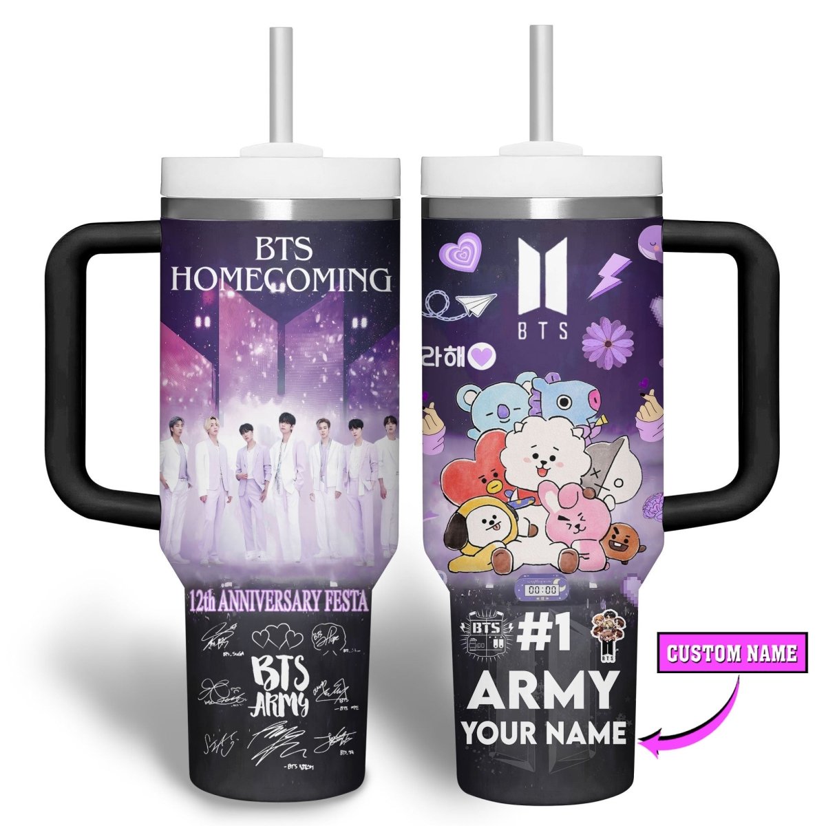 BTS 40oz Stanley Cup with Straw TTHG - dcprintify