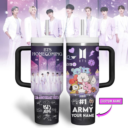 BTS 40oz Stanley Cup with Straw TTHG - dcprintify