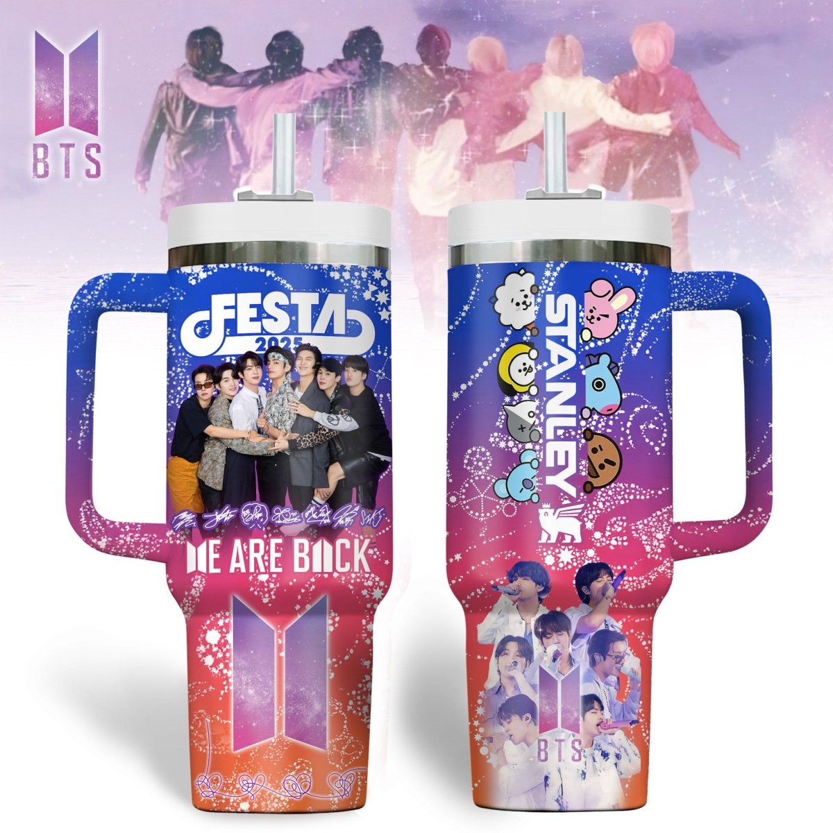 BTS 40oz Tumbler With Handle TTN - dcprintify