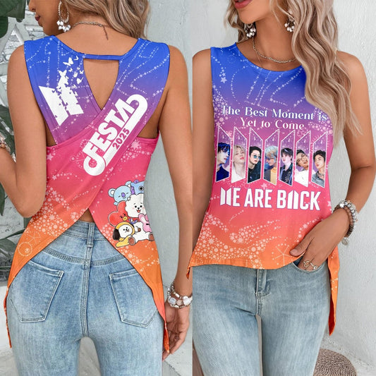 BTS Cut Out Wrap Back Tank Top PHN - dcprintify