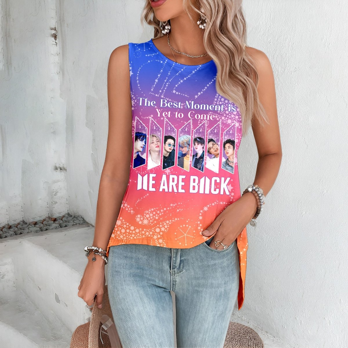 BTS Cut Out Wrap Back Tank Top PHN - dcprintify