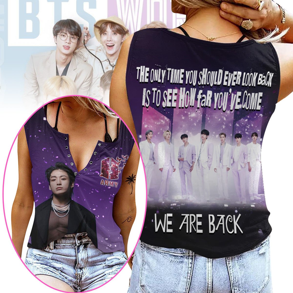 BTS Women's V - neck Tank Top PTH - dcprintify