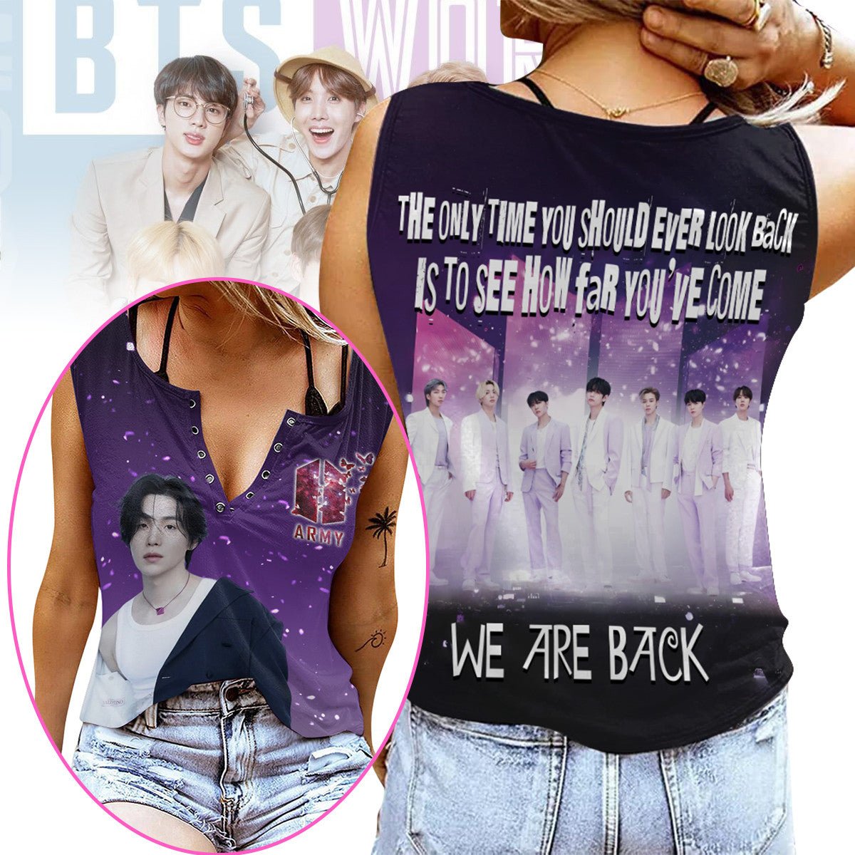 BTS Women's V - neck Tank Top PTH - dcprintify