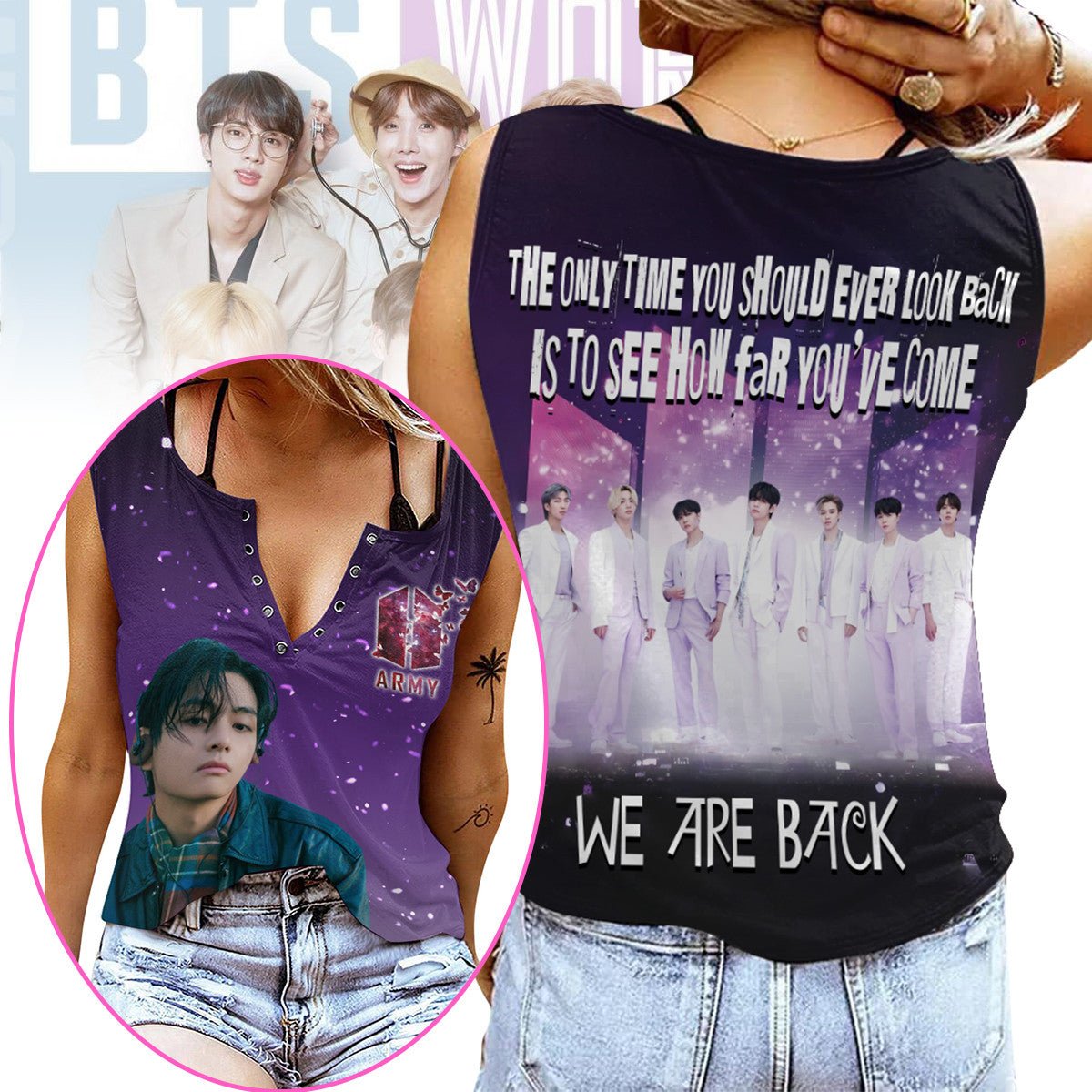BTS Women's V - neck Tank Top PTH - dcprintify