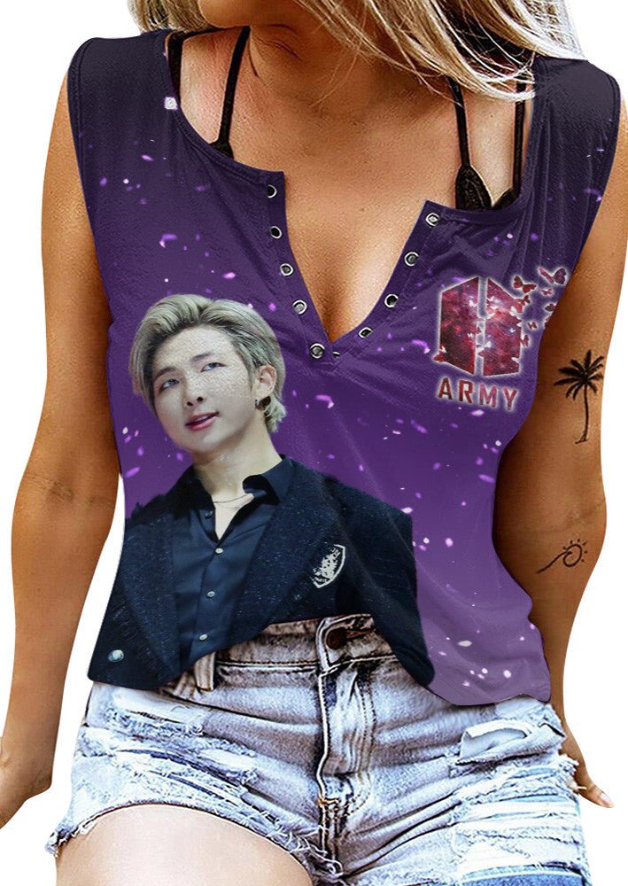 BTS Women's V - neck Tank Top PTH - dcprintify