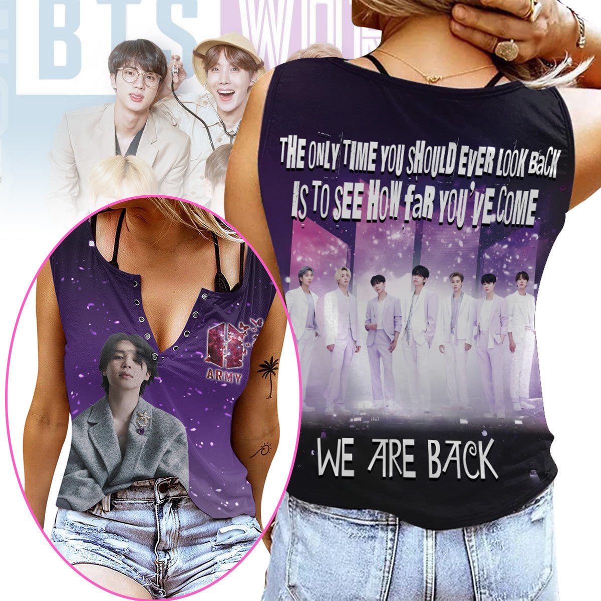 BTS Women's V - neck Tank Top PTH - dcprintify