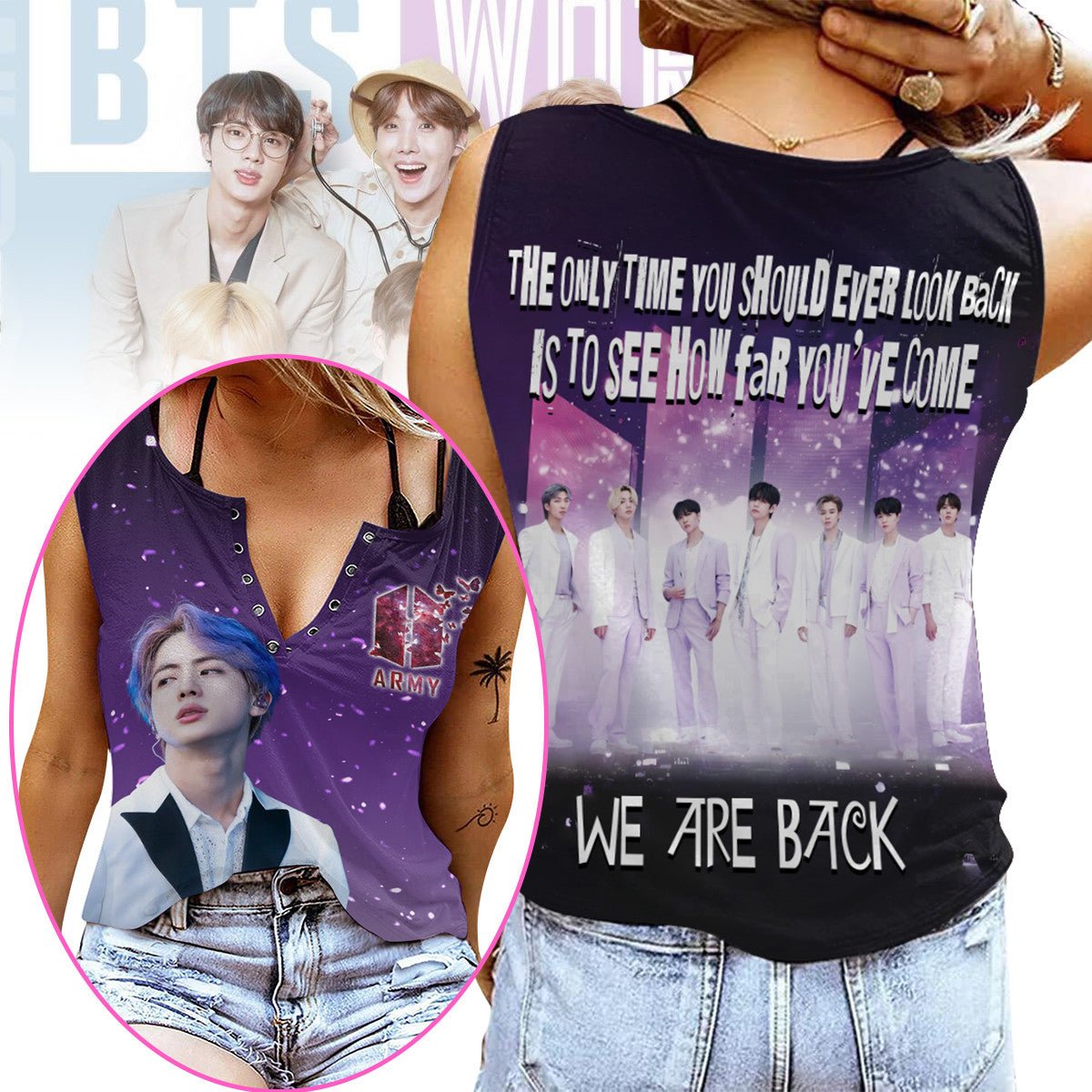 BTS Women's V - neck Tank Top PTH - dcprintify