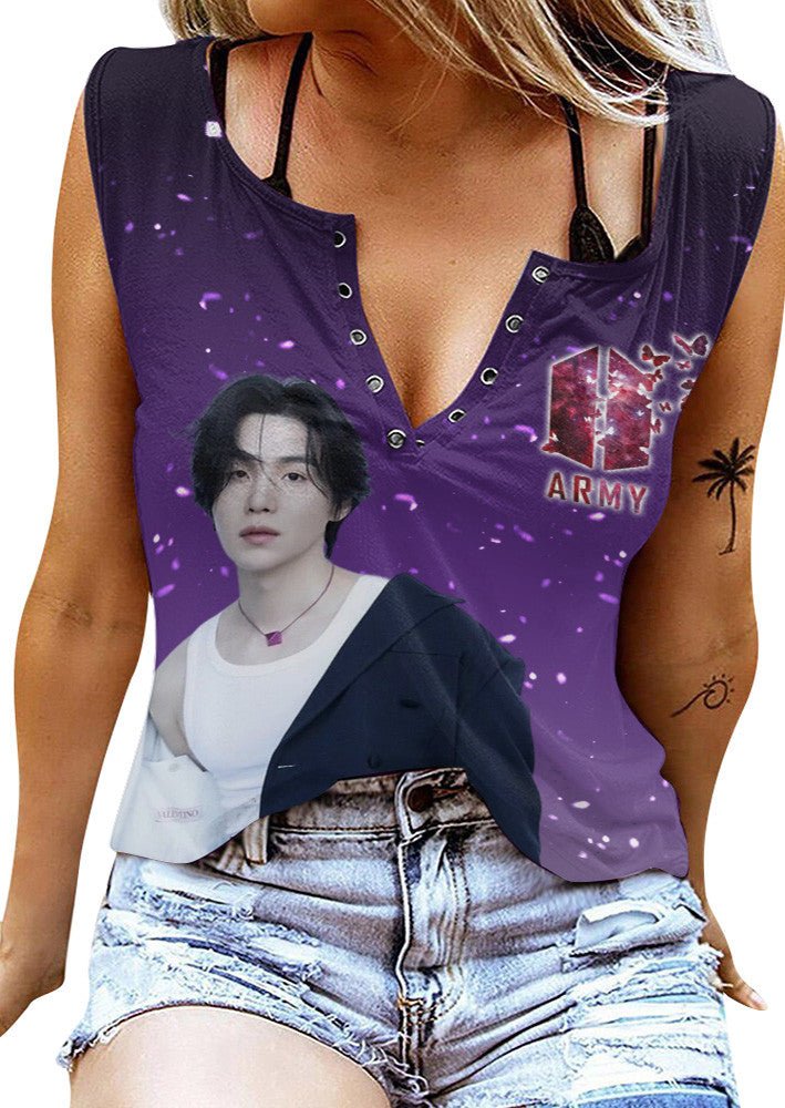 BTS Women's V - neck Tank Top PTH - dcprintify