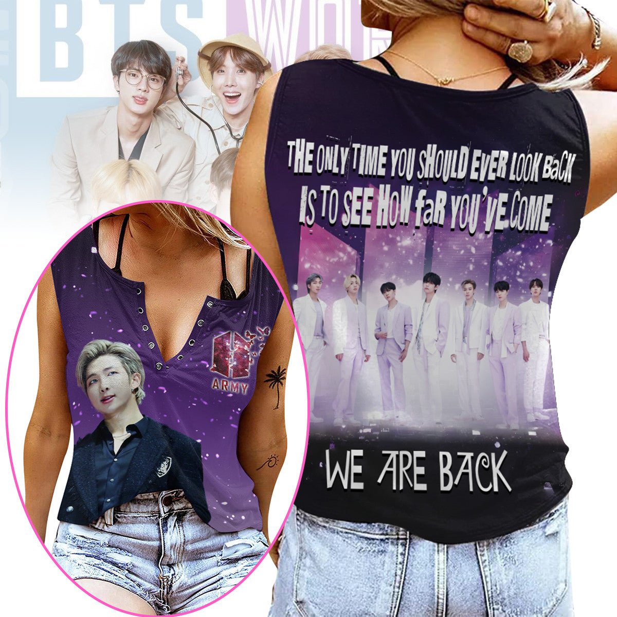 BTS Women's V - neck Tank Top PTH - dcprintify