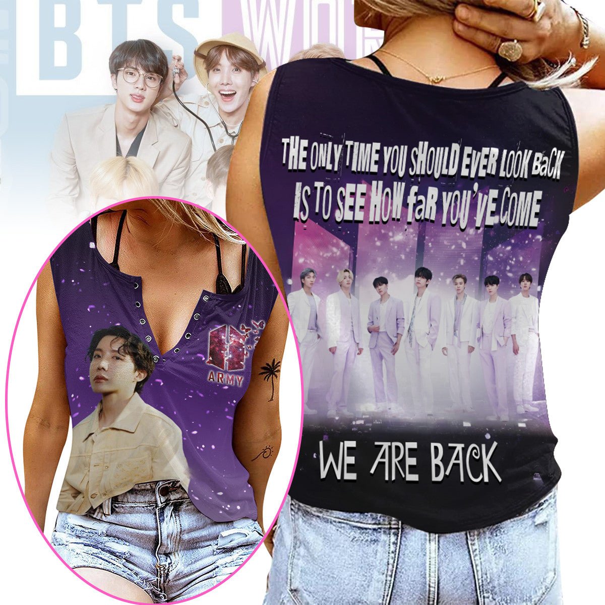 BTS Women's V - neck Tank Top PTH - dcprintify