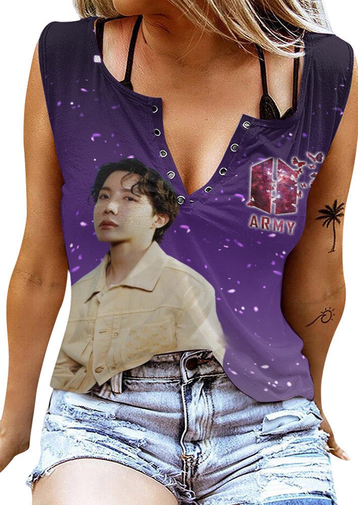 BTS Women's V - neck Tank Top PTH - dcprintify