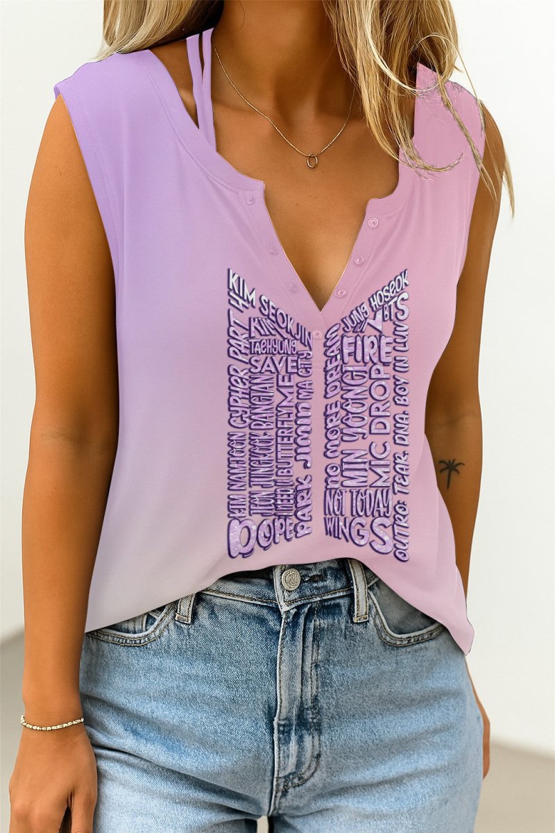 BTS Women's V - neck Tank Top TNSM - dcprintify