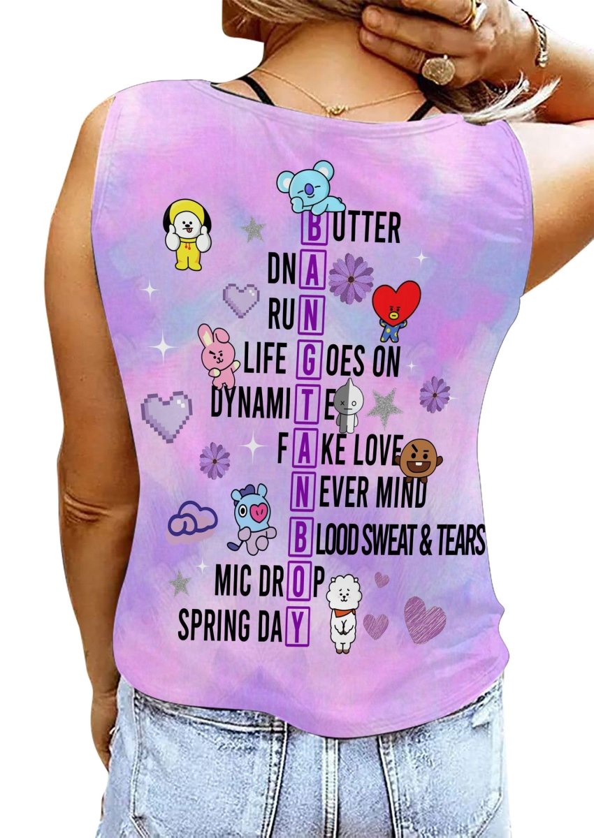 BTS Women's V - neck Tank Top TNSM - dcprintify
