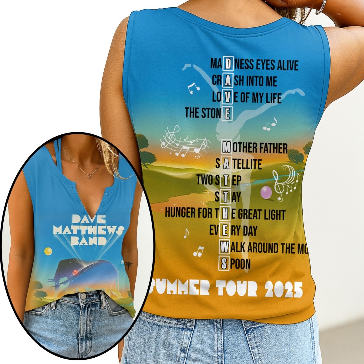 DMB Women's V - neck Tank Top TNSM - dcprintify