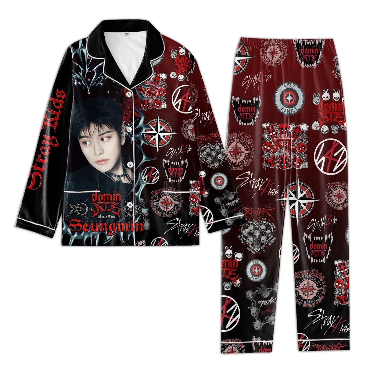 STRAY KIDS Button Down Pajamas TTN - dcprintify