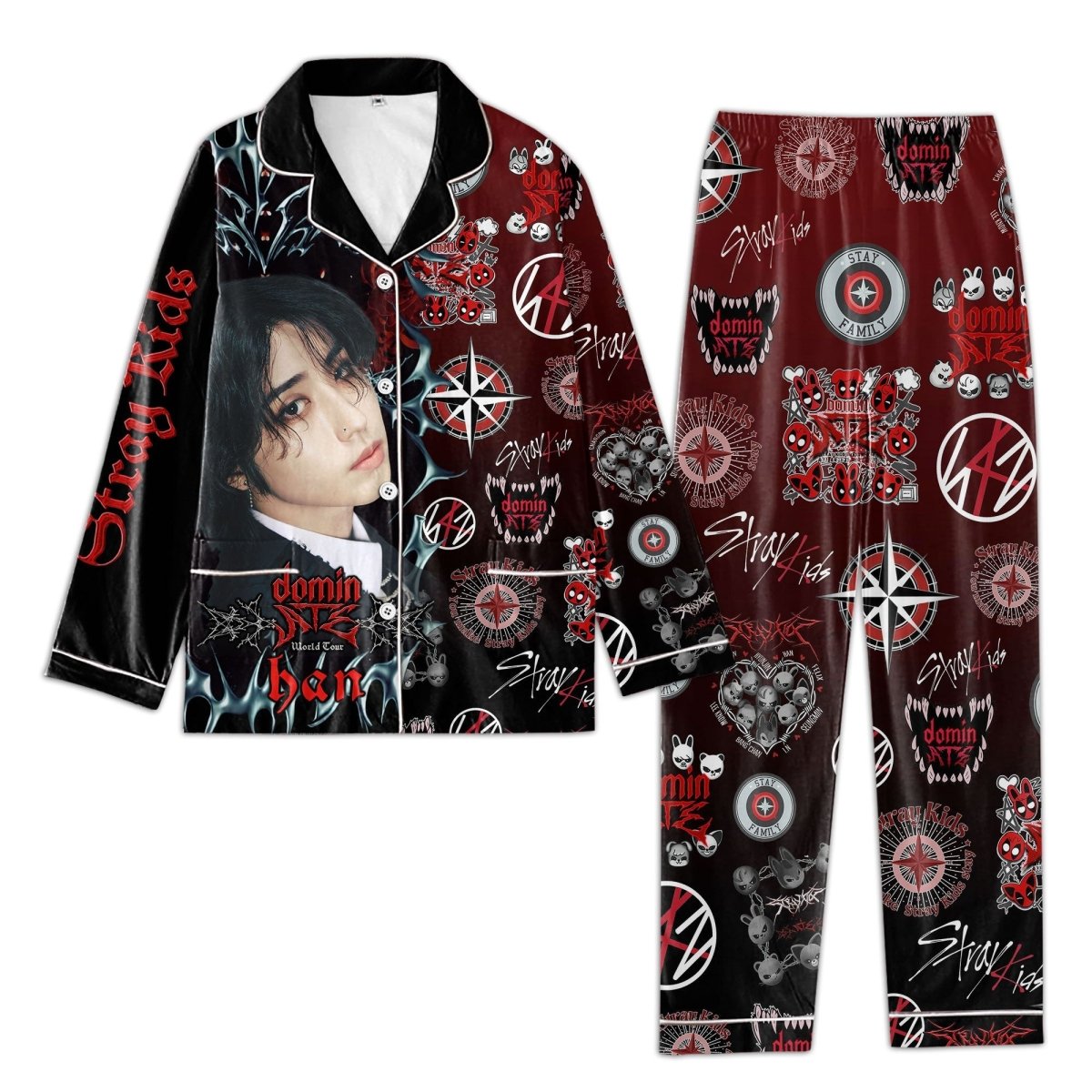 STRAY KIDS Button Down Pajamas TTN - dcprintify