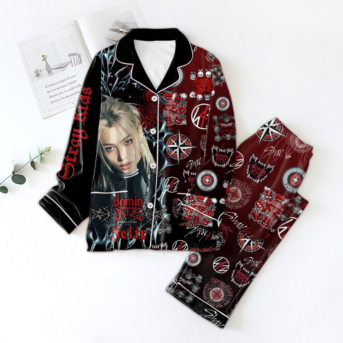 STRAY KIDS Button Down Pajamas TTN - dcprintify