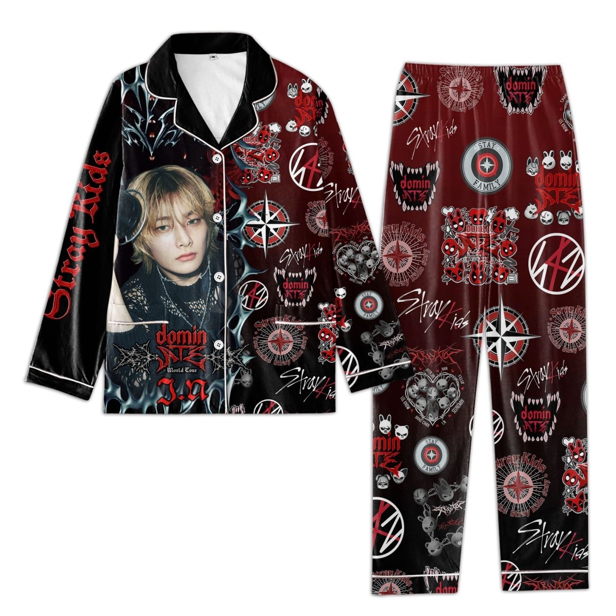 STRAY KIDS Button Down Pajamas TTN - dcprintify