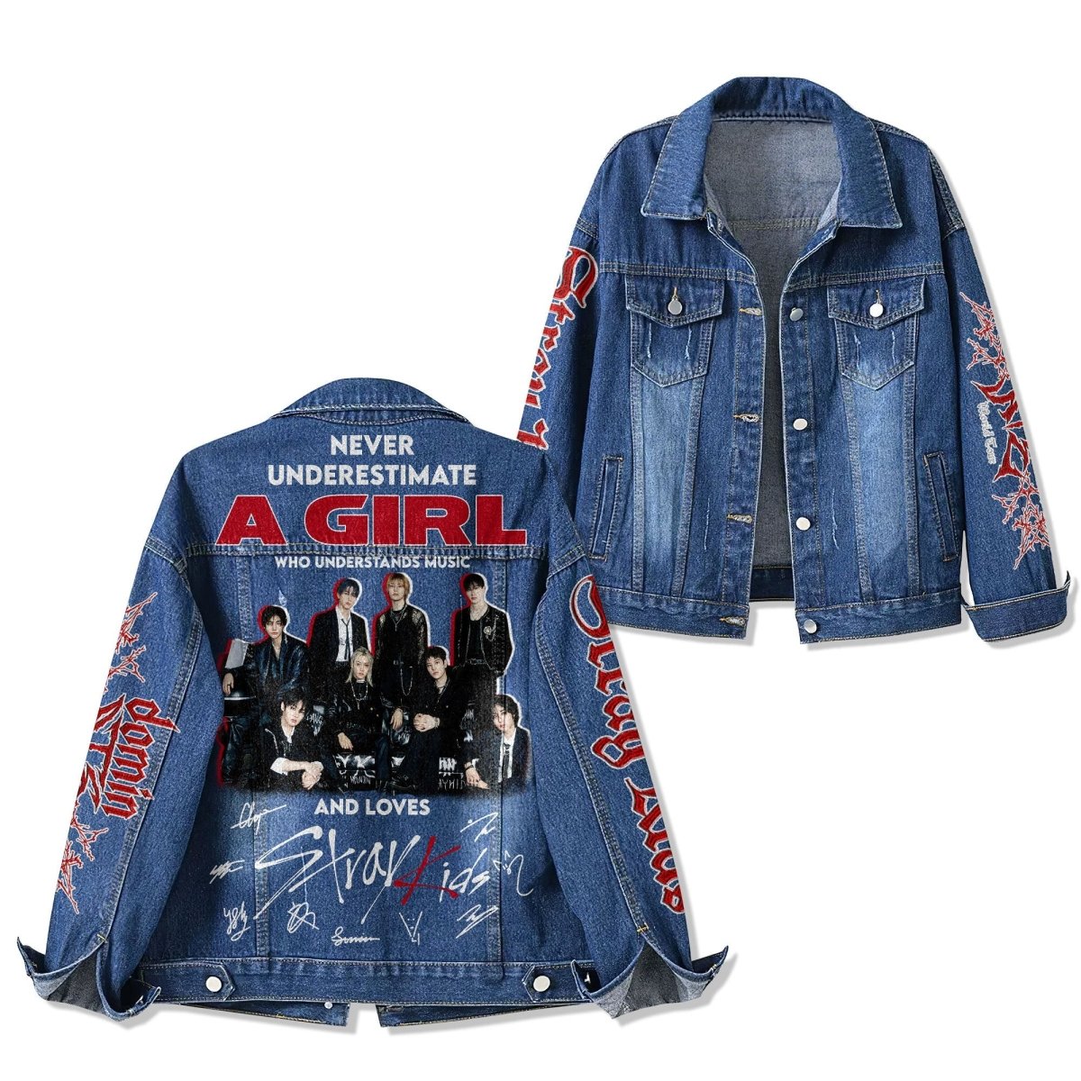 STRAY KIDS Denim Jacket TNSM - dcprintify