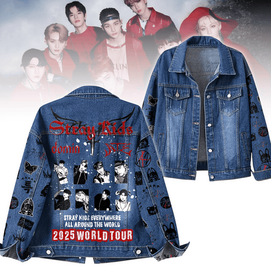 STRAY KIDS Denim Jacket TNSM - dcprintify