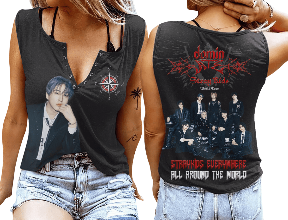 STRAY KIDS Women's V - neck Tank Top PTH - dcprintify