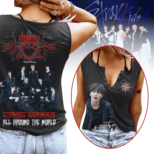 STRAY KIDS Women's V - neck Tank Top PTH - dcprintify