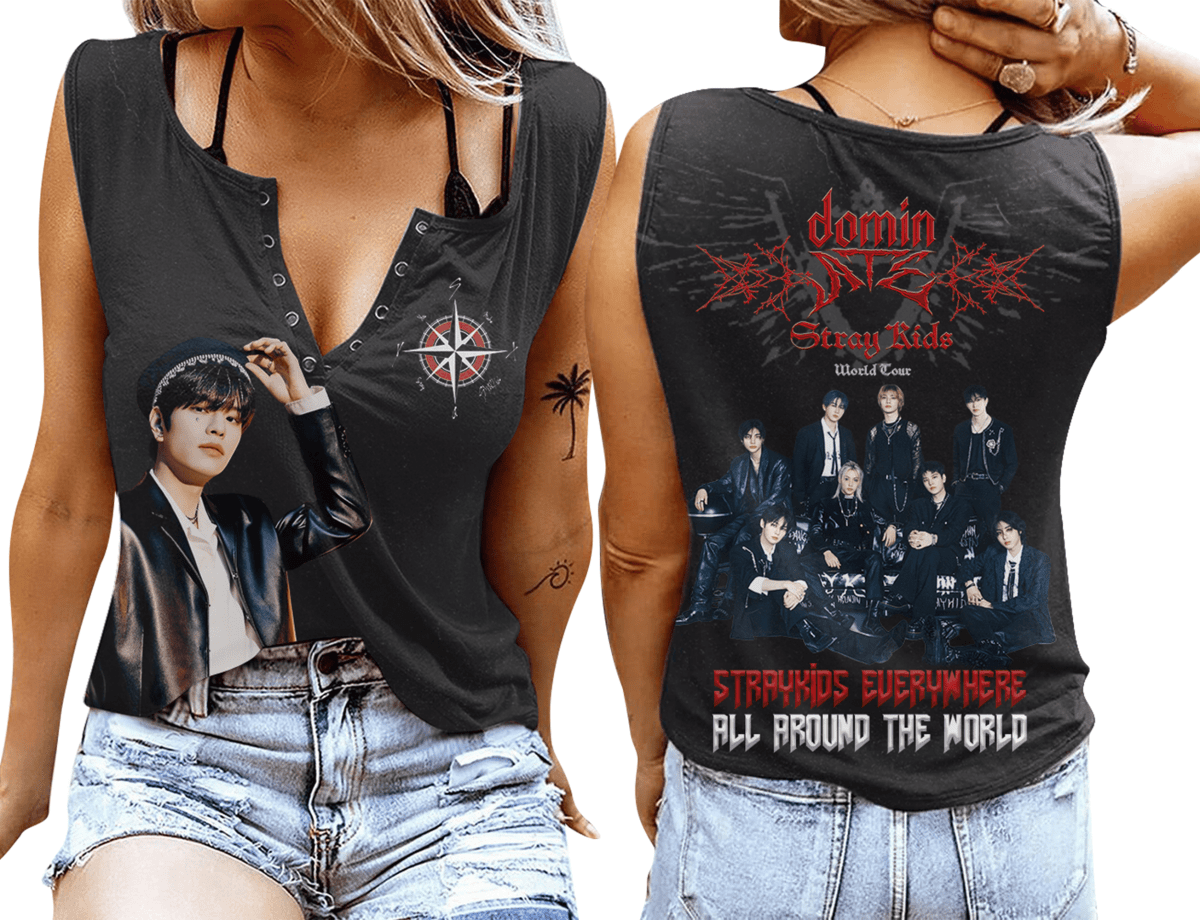 STRAY KIDS Women's V - neck Tank Top PTH - dcprintify