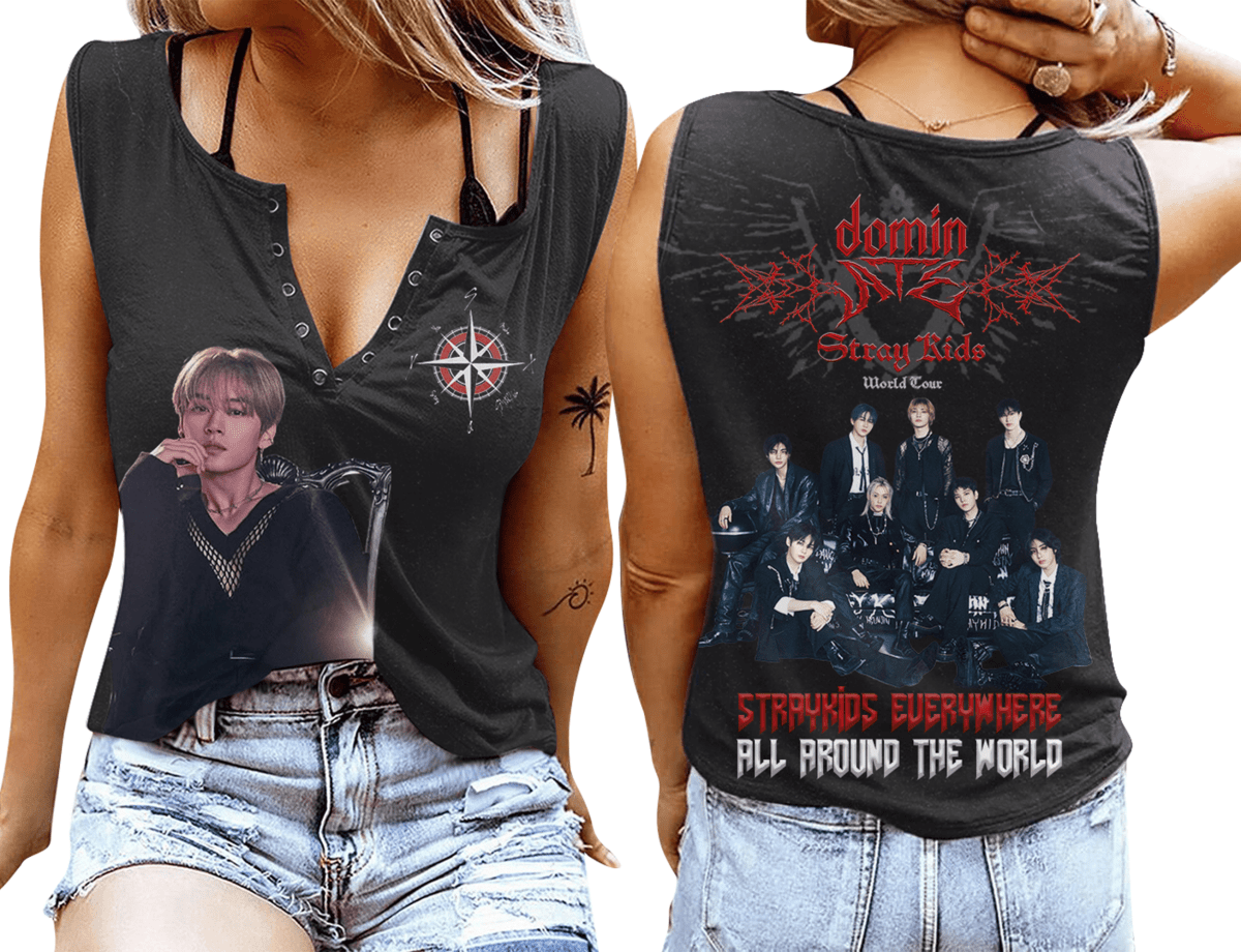 STRAY KIDS Women's V - neck Tank Top PTH - dcprintify