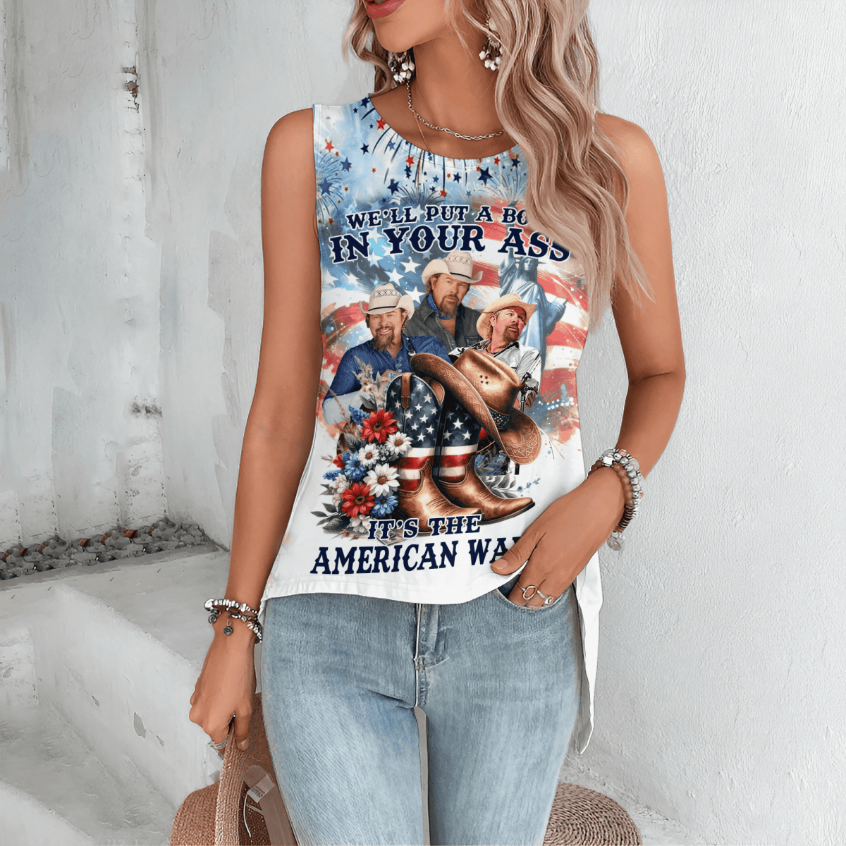 TBKH Cut Out Wrap Back Tank Top LNTH - dcprintify