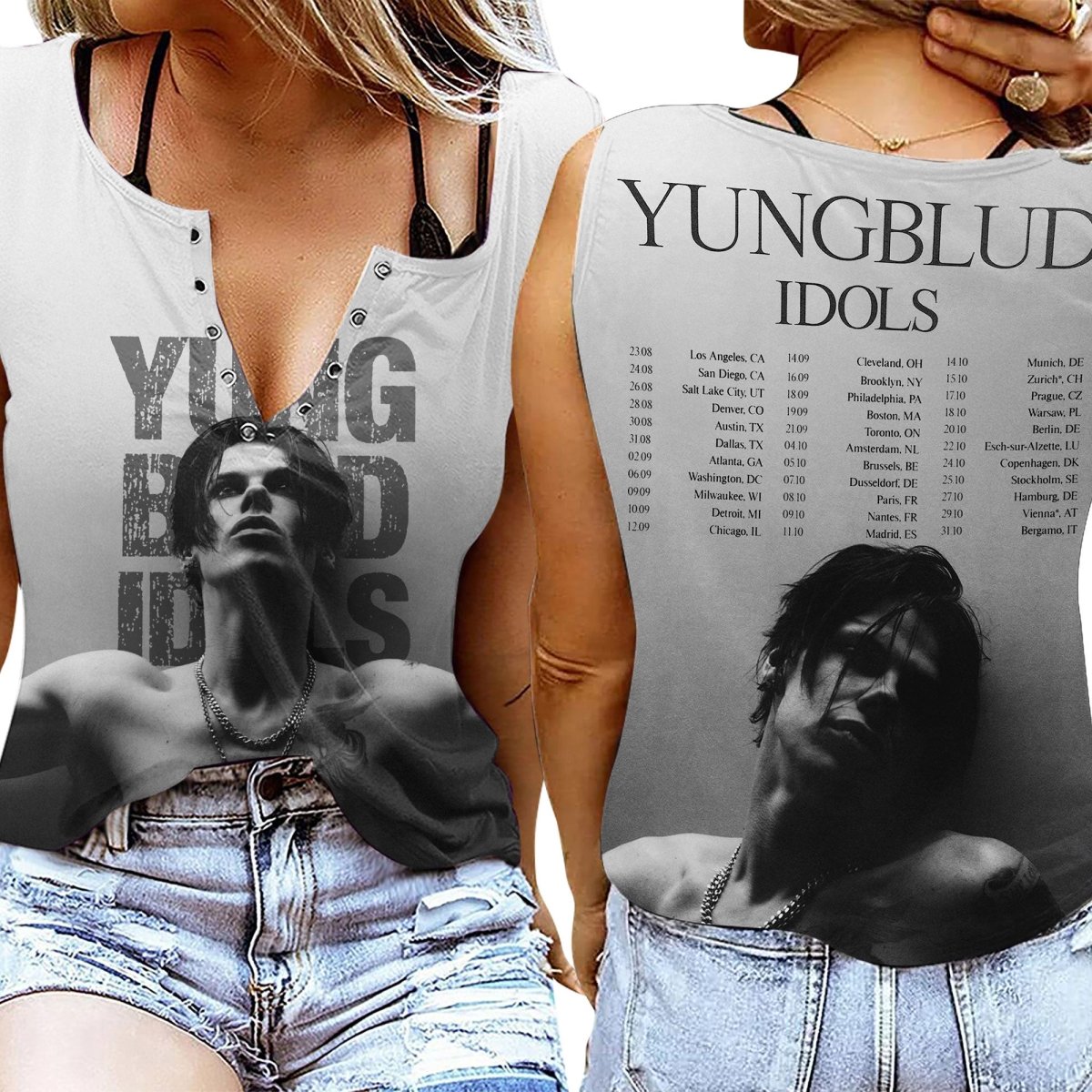 YBD Women's V - neck Tank Top TNSM - dcprintify