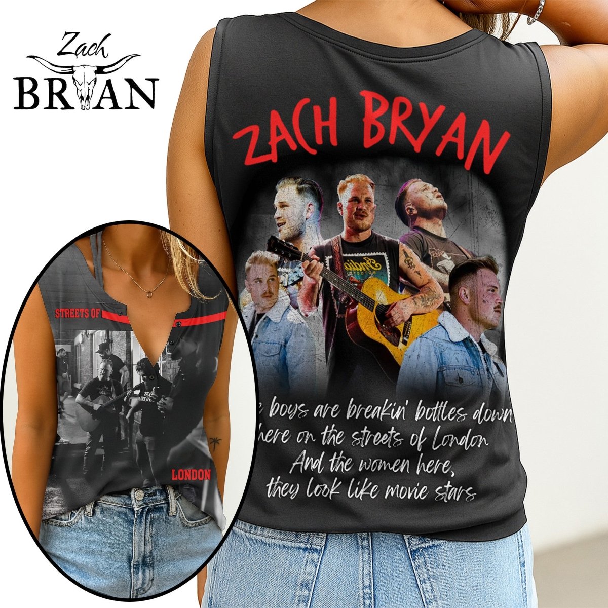 ZBR Women's V - neck Tank Top TNSM - dcprintify